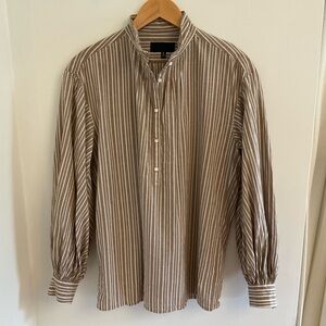 Nili Lotan Claira Striped Shirt, Size M